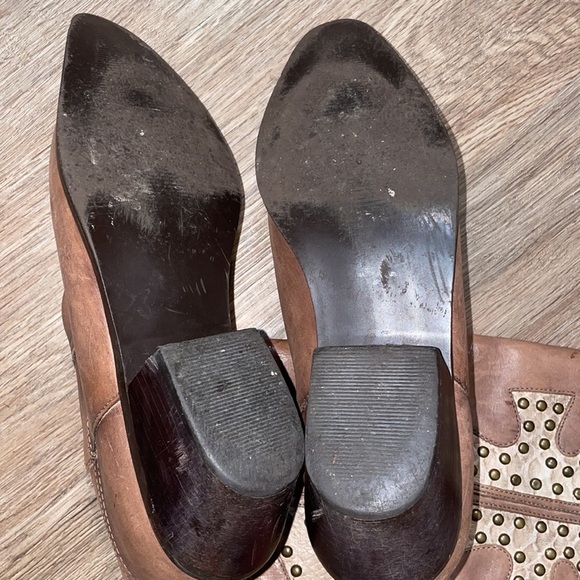Matisse Brown Leather Studded Cowboy Boots size - 8M - Picture 7 of 7